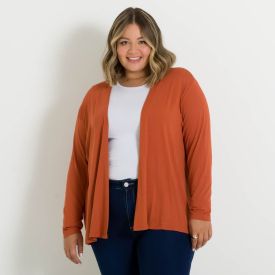 Cardigan Plus Size Alongado Patrícia Foster Mais Caramelo 18-1250