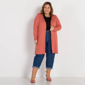 Cardigan Plus Size Canelado Patrícia Foster Mais Terracota