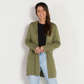 Cardigan Viscose com Bolso Patricia Foster Verde Matte
