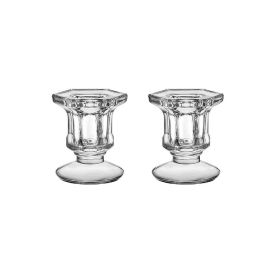 Castiçal De Vidro Veneza Hauskraft 2 Peças - Transparente