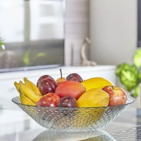 Centro De Mesa Escamado Vitazza 40Cm Vidro  - Transparente 