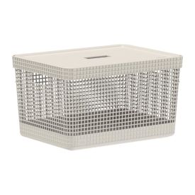 Cesto Organizador Com Tampa Grid Martiplast 20 L - Bege
