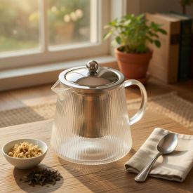 Chaleira de Vidro com Difusor Lines Wolff 750Ml - Transparente 