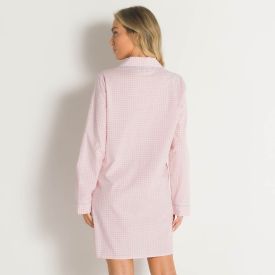 Chemise Feminino De Tricoline Xadrez Camila Moretti Rosa Claro