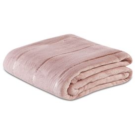 Cobertor Casal 100% Poliéster Elegance Stripe Havan Casa  - Rosa Pálido 