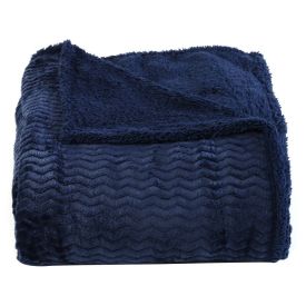 Cobertor Casal Dupla Face Aspen Sherpa Havan Casa - Marinho 