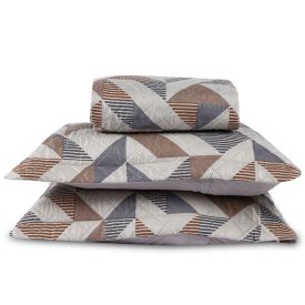 Kit Colcha King Versalhes Estampada Havan Casa 3 Pe&ccedil;as - Bege Com Cinza