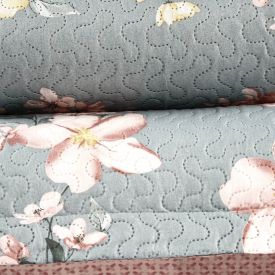 Kit Colcha King 100% Poliéster Havan Casa 3 Pçs - Malva Verde Floral