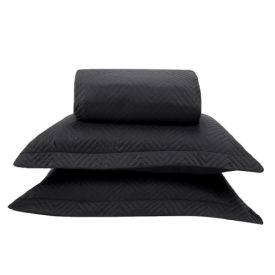 Kit Colcha Queen 100% Poliéster Lisa Versalhes Havan Casa 3 Pçs - Preto