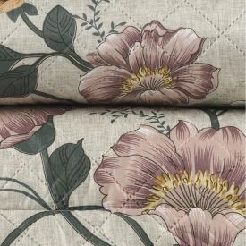 Kit Colcha Solteiro 150 Fios Havan Casa 2 Pçs - Annie Bege Floral