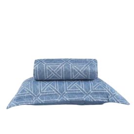 Kit Colcha Solteiro 150 Fios Havan Casa 2 Pçs - Colin Azul Geo