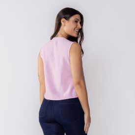 Colete Feminino De Alfaiataria Com Amarra&ccedil;&atilde;o Boby Blues Rosa Morganite