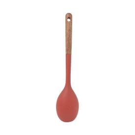 Colher De Silicone Com Cabo De Madeira Havan Casa 32,9 Cm - Vermelho