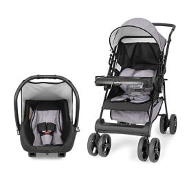 Kit Carrinho de Bebê Solare e Bebê Conforto Tutti Baby - Cinza Mescla