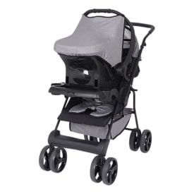Kit Carrinho de Bebê Solare e Bebê Conforto Tutti Baby - Cinza Mescla