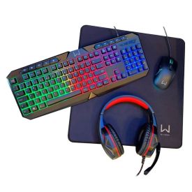 Combo Gamer Warrior 4 Em 1  Air Drop Headset 2.0 - Preto