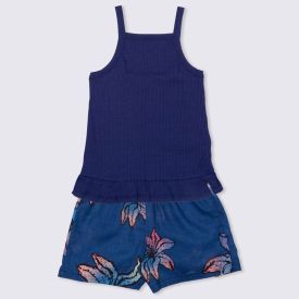 Conjunto 4 a 10 anos Blusa + Shorts Nicoboco Azul Marinho/Marinho