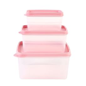 Jogo De Potes Herméticos Quadrado Essencial Dup 3 Peças - Rosa