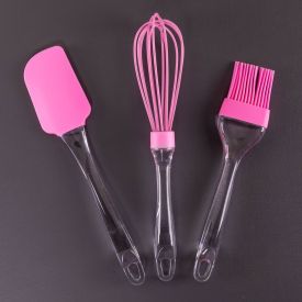 Conjunto de 3 Utensílios para Bolo Finecasa - Rosa