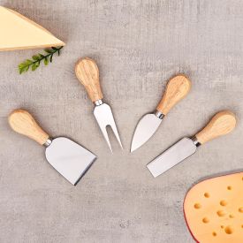 Conjunto de 4 Peças para Queijo - Inox