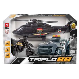 Conjunto Triplo Carro, Moto E Helicoptero Bs Toys  - 472 