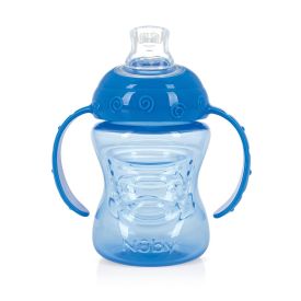 Copo Com Alça E Super Bico De Silicone Nuby 240Ml - Azul
