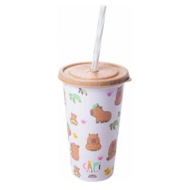 Copo Com Canudo Capivara 500 Ml - Plasútil