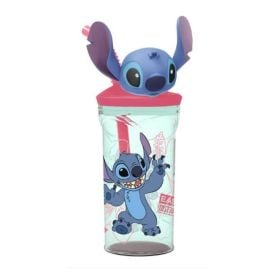 Copo Com Canudo Stitch 3D Yangzi - 360ml