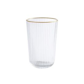 Copo De Vidro Filete Dourado Lines Wolff 430Ml - Transparente