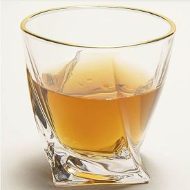 Copo Baixo De Cristal Ice Com Borda Dourada 300Ml Hauskraft - Transparente