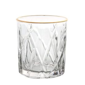 Copo De Whisky Em Cristal Filete Dourado Forest L'hermitage 310Ml - Transparente