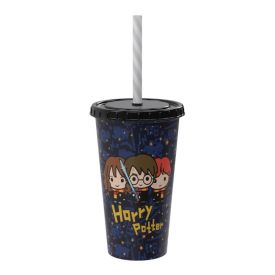 Copo com Canudo Harry Potter Plasútil 500Ml