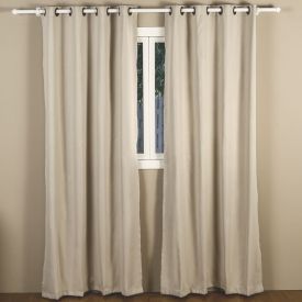 Cortina Para Quarto E Sala  2,60X2,30 M Corta Luz Tecido Brilho Liso - Marfim 