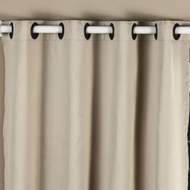 Cortina Para Quarto E Sala  2,60X2,30 M Corta Luz Tecido Brilho Liso - Marfim 