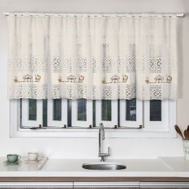 Cortina Valencia Para Cozinha Em Renda 200X80cm Havan - Café Bege