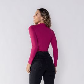 Cropped Feminino Manga Longa Canelado Patricia Foster