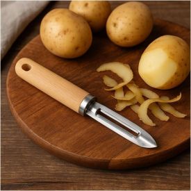 Descascador Com Cabo De Madeira Havan Casa 19,5 Cm - Aço Inoxidável