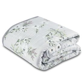 Edredom Casal Plush E Dupla Face Napoli Havan Casa - Floral Cinza