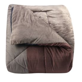 Edredom Casal Dupla Face Plush Versátile Havan Casa - Geométrico Marrom