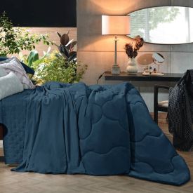 Edredom King 100% Poliéster Elegance Hedrons - Azul Oceano