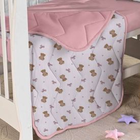 Edredom para Berço Malha 100% Algodão Havan Baby - Urso Rosa
