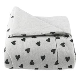 Edredom Queen De Malha Urban Confort Havan Casa - Corações Cinza