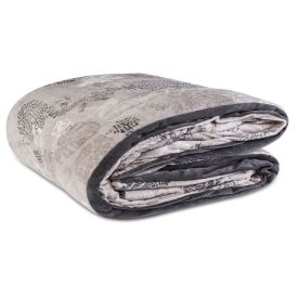 Edredom Queen Dupla Face Plush Estampado Yaris Havan Casa - Botanic Cinza