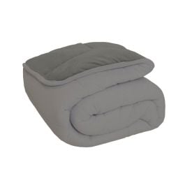 Edredom Queen Plush/Malha Liso Dupla Face - Taupe