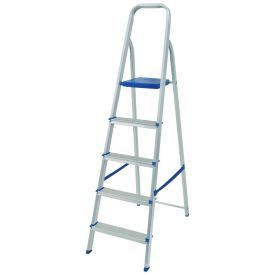 Escada Alumínio 5 Degraus Mor - Prata