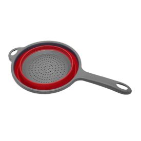 Escorredor De Massas Retrátil Com Cabo Hauskraft 42,7Cm - Cinza e Vermelho