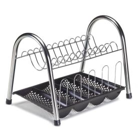Escorredor Duplo Arthi Com Bandeja De Talheres - Preto