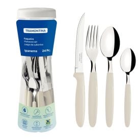 Faqueiro Tramontina Ipanema Lâminas Em Aço Inox 24 Peças - Cinza Claro