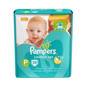Fralda Pampers Confort Sec Pacotão P Com 28 Unidades - DIVERSOS