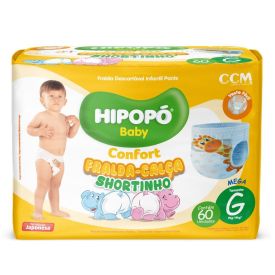 Fraldas Descartáveis Calça Shortinho G Confort Hipopó Baby  - 60 unidades